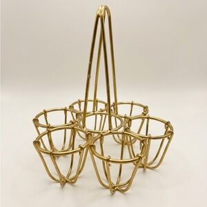 Vintage Gold Wire Egg Caddy MCM Farmhouse Kitchen Decor
